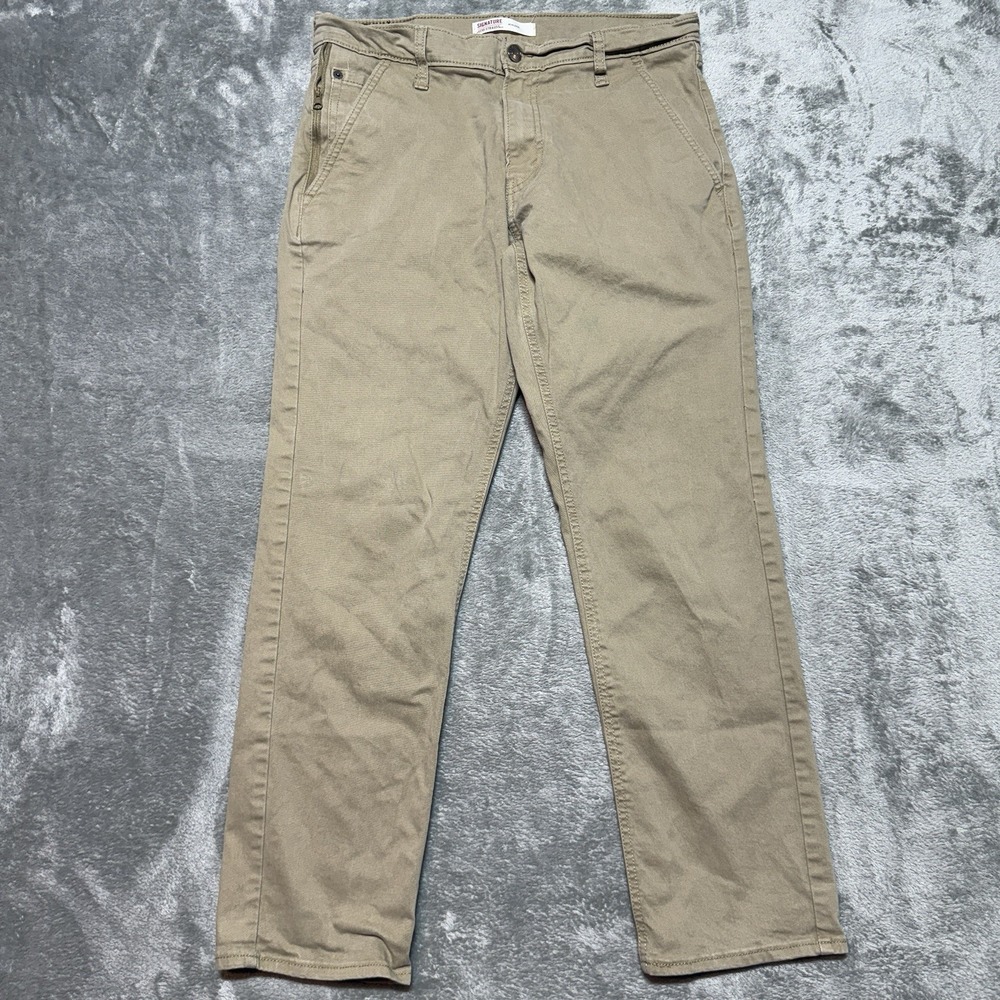 Levi's Signature Men's Athletic Fit Chino Pants W31 L30 Khaki Stretch Casual - Picture 2 of 11